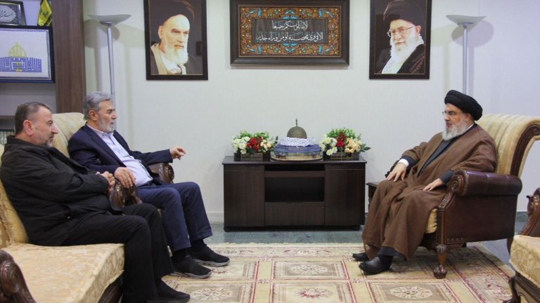 Салех ал Арури на среща в Бейрут с лидерите на Палестински ислямски джихад и Хизбула