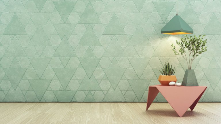 Тапети с геометрични мотивиЧовешкото око възприема повтарящите се геометрични шарки като хармонични и успокояващи, особено ако мотивите им се повтарят и в други елементи от интериора и мебелировката. За предпочитане все пак са светлите цветове, които не дразнят окото, защото в противен случай бързо ще ви омръзне какафонията.