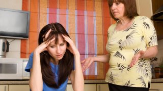 Conflict between mum and daughter. Series