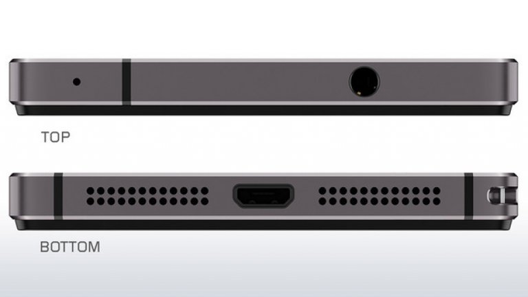 Отгоре телефонът има 3,5 mm жак за слушаки/bluetooth, а отдолу централно е Micro USB входът.