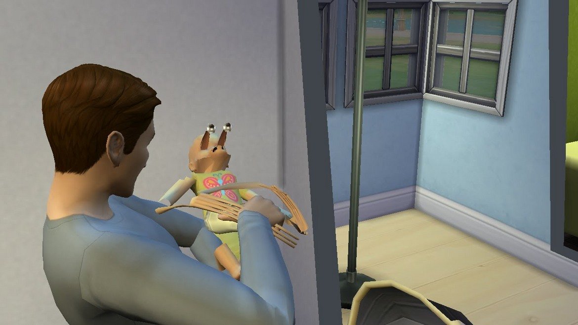 Sims 4 - Бебе-чудовище

Sims 4 e съвсем невинна игра, в която работите, създавате семейство, общувате с други герои и живеете един пълноценен виртуален живот. Същият този живот обаче може да ви изненада неприятно, ако се окажете родители на древен зловещ демон, приел невинната форма на вашето бебе. Е, "невинна" е доста условно казано, защото само един поглед към това чудовище в пелени е достатъчен, за да ви разберете, че ви чакат тежки времена, в които бебешките пюрета и яслата далеч няма да са най-големите ви проблеми.

