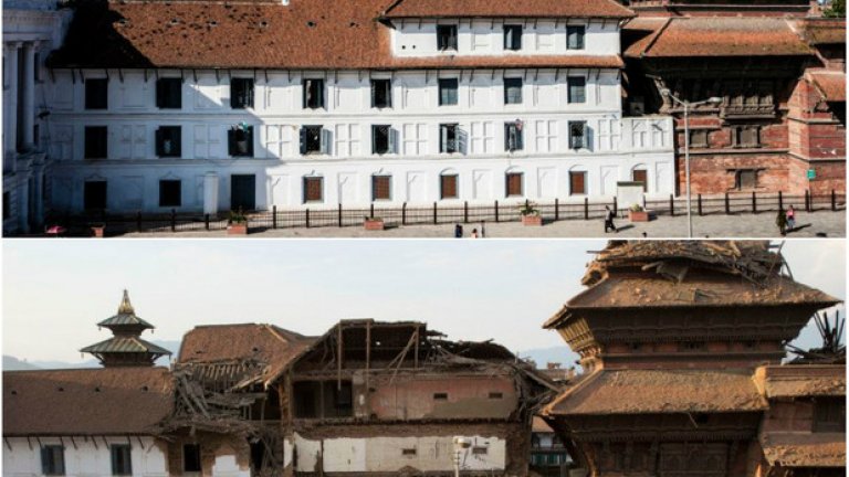 Площад Дурбар - преди и след земетресението
