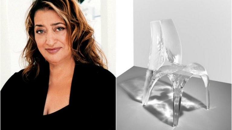 Заха Хадид
Един от най-големите архитекти в света си отиде преди близо месец. Смъртта на Заха Хадид потресе много хора, защото тя беше сред "супрезвездите" на съвременния дизайн и архитектура. Първата и единствена жена, носител на наградата "Прицкер" за 2004-та беше известна най-вече с архитектурните си проекти. Но Хадид остави и доста дизайн на мебели, както и дизайн на автомобил с три колела. Тя дори проектира на обувки през 2009-та - за Lacoste.
На снимката: прототип на стола на Заха Хадид Zaha "Liquid Glacial" oт 2015-та