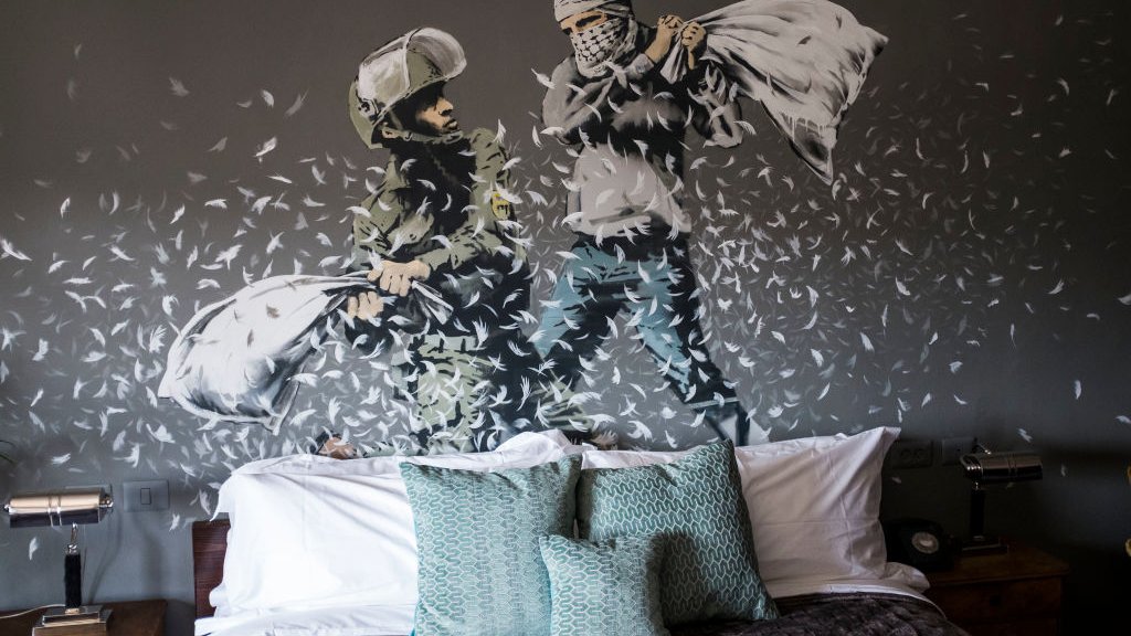 British Artist Banksy Opens Walled Off Hotel In Bethlehem