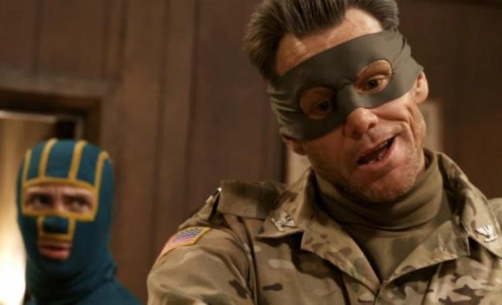 Джим Кери в Kick-ass 2 
Кариерата на Кери поема в друга посока с този филм. Но той не е доволен от него. „Заснех го месец преди Sandy Hook и сега не мога да подкрепя тази степен на насилие. Извинявам се на всички, замесени в него. Не ме е срам, че уч