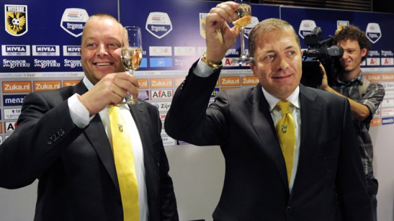 Противоречивият грузинец Мераб Джордания (вдясно) закупи акциите на "жълто-черните" през 2010 г. и обеща титла след три сезона - времето дойде...