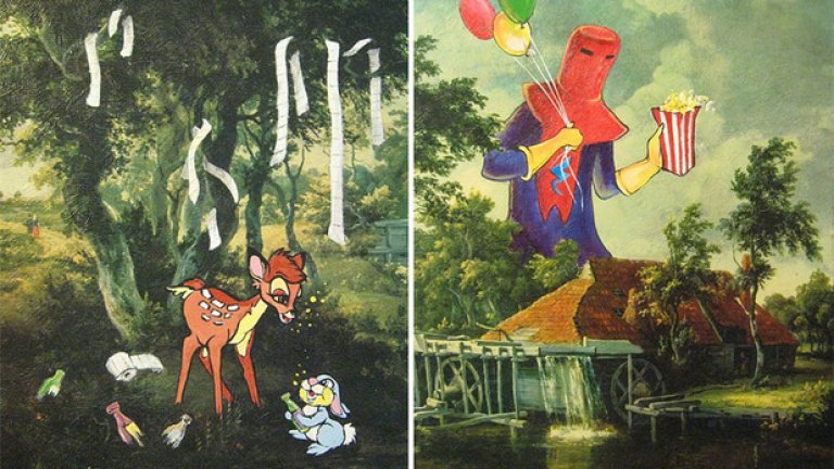 Спайдърмен нахлува в класически картини