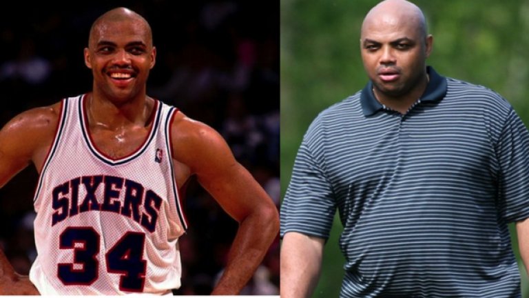 9. Чарлс Баркли
Баскетболната звезда тежеше около 114 кг в новобранските си години. Сега един най-доминиращите нападатели в НБА може да се "похвали" с внушителните 159 кг.
След като спира да се занимава професионално с баскетбол, Баркли започва успешна телевизионна кариера като коментатор в предаване, което отразява на живо и анализира срещите в НБА. Освен това издава няколко книги и демонстрира интерес към политиката. В едно интервю казва, че няма извинение, че тежи със 100 кг над нормата.