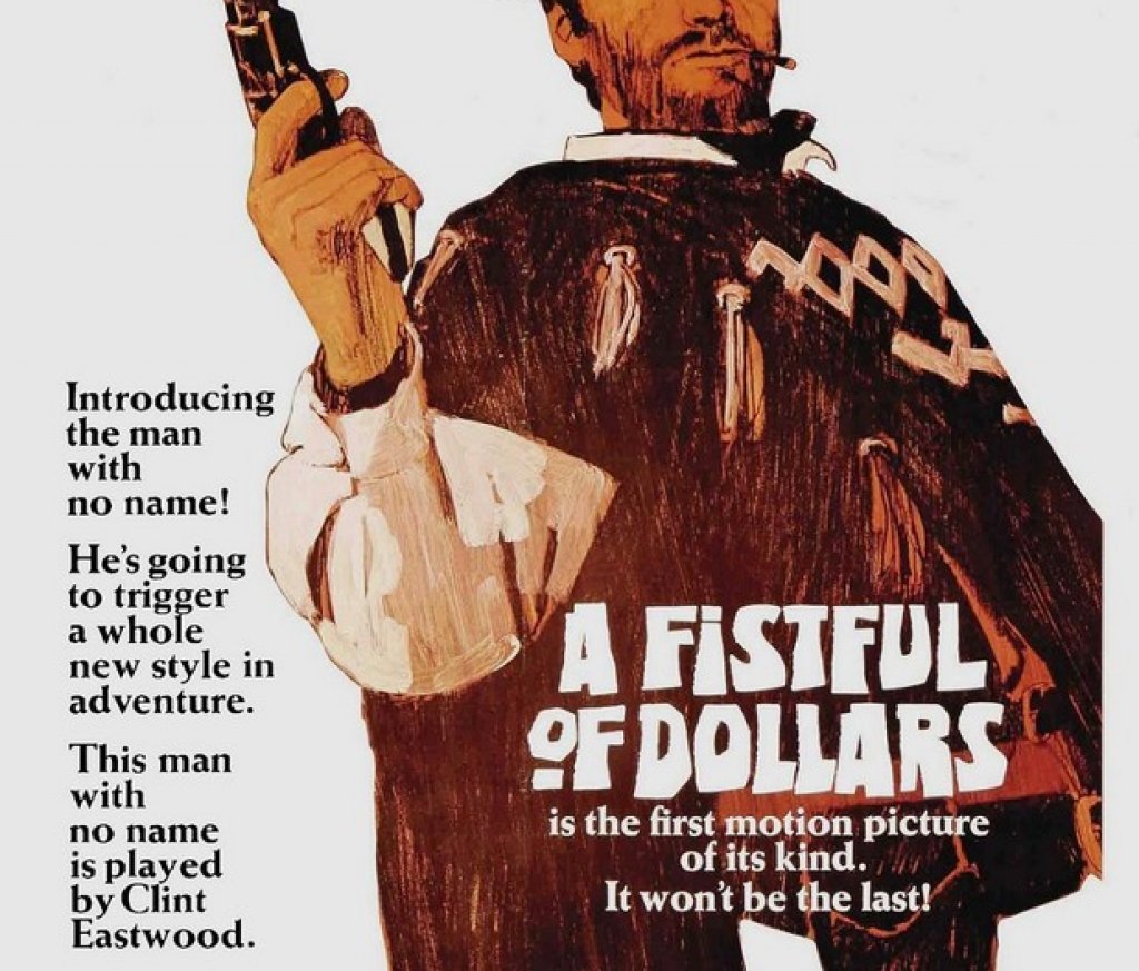 ДОБРИТЕ
„За шепа долари"
Това е спагети-уестърн, който поставя младия Клинт на картата в средата на 60-те години на миналия век. Днес Истууд е емблема на американския успех, но „За шепа долари" е европейски филм на великия Серджо Леоне, който създава италианска вариация на уестърн жанра, а Истууд, заедно с Лий Ван Клийф и Чарзл Бронсън стават лицата на новото творческо течение.
Филмът е изключително добър, а харизмата на Клинт предначертава славната му кариера. Истууд се превръща в брадясалото, смръщено лице на новия уестърн.