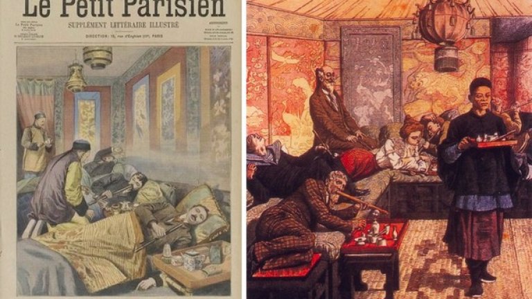 Корицата на "Le Petit Parisien" от 1907-ма показва пушачи на опиум във Франция

