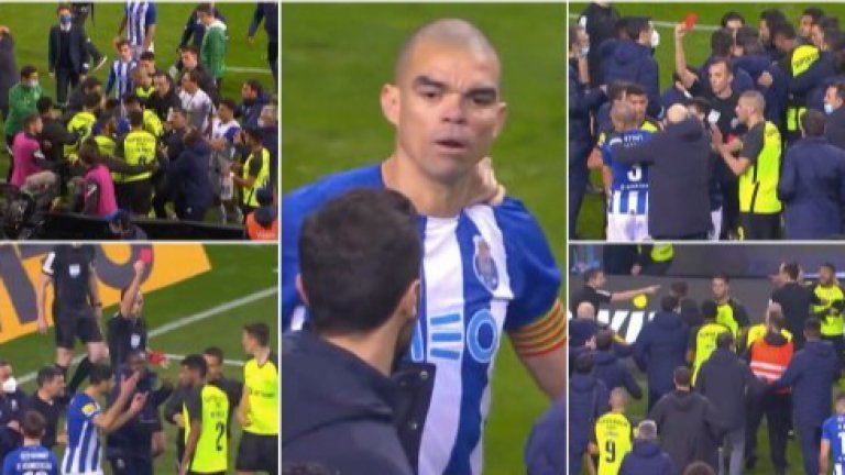 Порто и Спортинг си спретнаха здрав бой с 4 червени картона, а Пепе не пропусна да се прояви (видео)