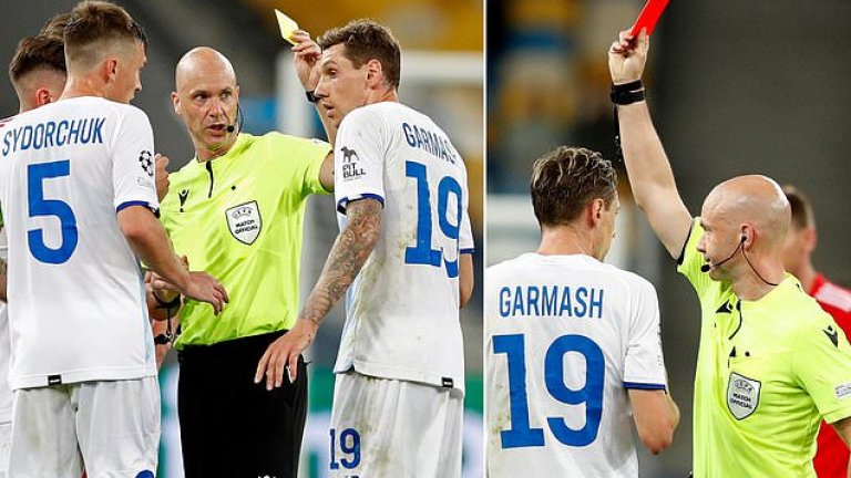 Топ английски съдия извади червен картон по погрешка в Шампионската лига (видео)