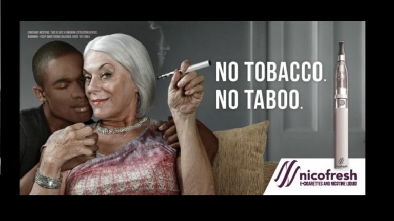 За някои липсата на табута в рекламата на тези електронни цигари е причина да видят препратки към времената, когато чернокож мъж с бяла жена е било табу. 