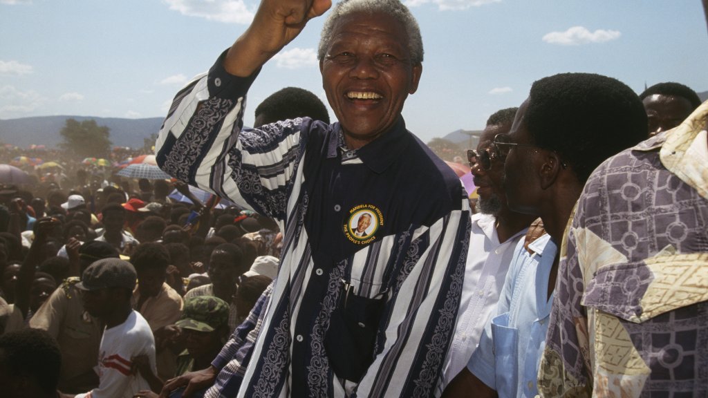Nelson Mandela Campaigns in Transvaal for First Free Presidential Election