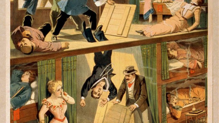 Корица на книга, изобразяваща как висшето общество пуши опиум в Китайския квартал, началото на 20 век.