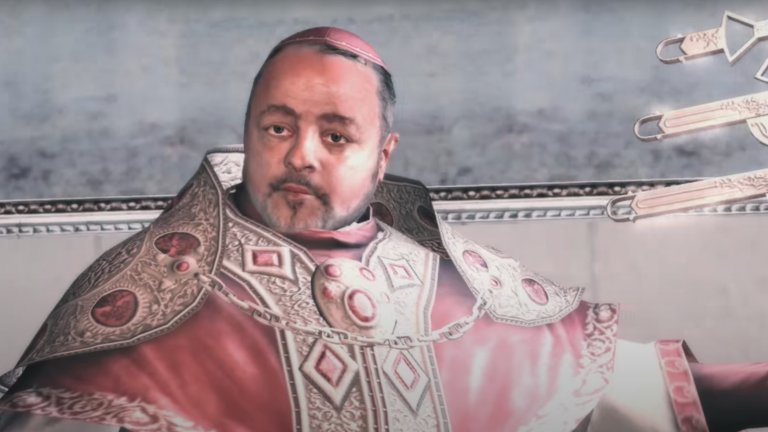 Rodrigo Borgia (Assassin's Creed II)
Това е един от малкото злодеи, които всъщност са реални исторически личности. И в играта, и в истинския живот, той става известен като папа Александър VI - една от най-противоречивите личности от времето на Ренесанса и олицетворение на истинската безскрупулност и жестокост в Assassin's Creed. 
Той не просто има лидерска позиция в тайното общество на тамплиерите, но и успява да се добере до най-влиятелната позиция в света. Това от своя страна води и до един от най-шантавите завършеци на игра - ръкопашен двубой с главата на Римокатолическата църква. Да, прочетохте го правилно - двубой до смърт с папата.