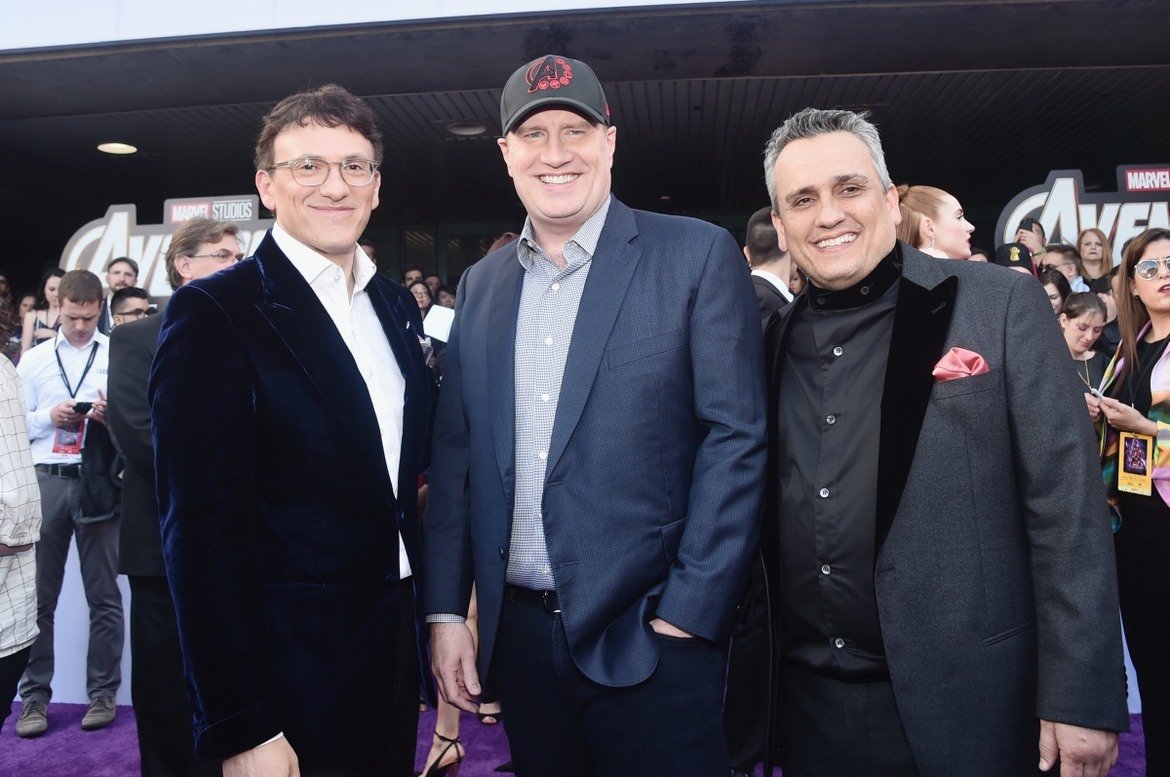 "Мозъците" зад новия филм - Кевин Файги от Marvel Studios (по средата) и братята Антъни и Джей Русо, които са режисьори на филма.