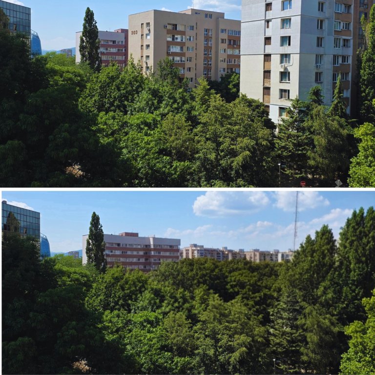 Преди и след премахване на блока от снимката