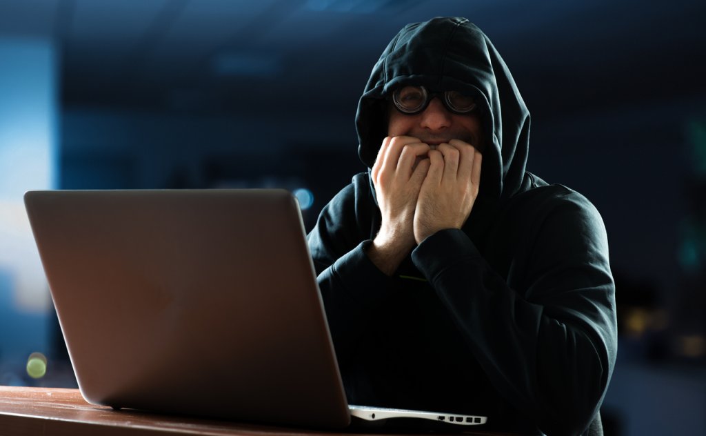 Nerd in front of his computer
