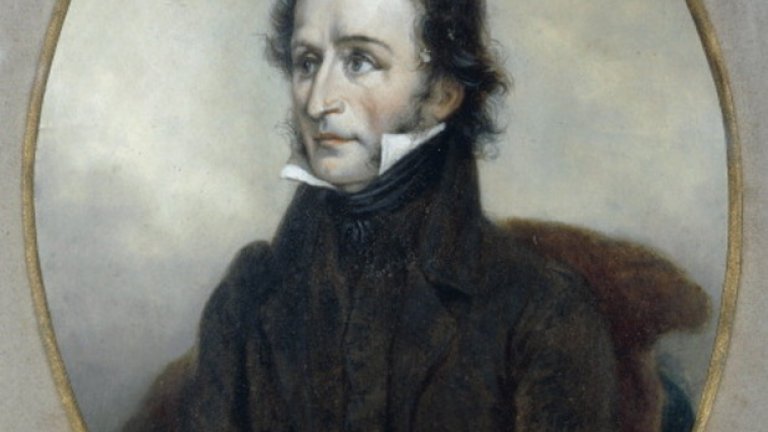 Портрет на италианския цигулар и композитор Николо Паганини (роден в Генуа през 1782, починал в Ница през 1840-та)