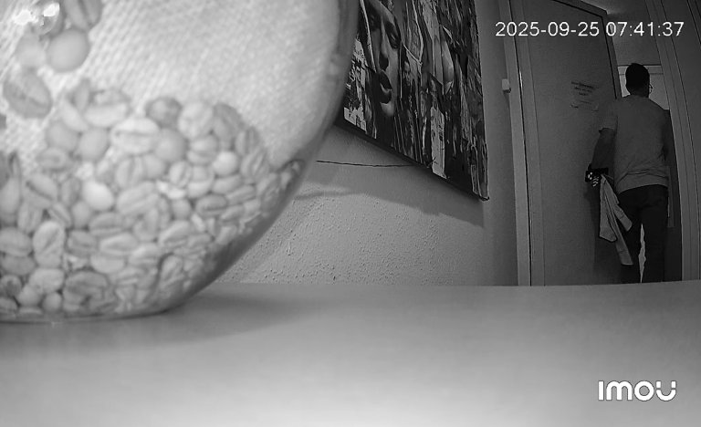 Дори през нощта камерата улавя всеки преминаващ.