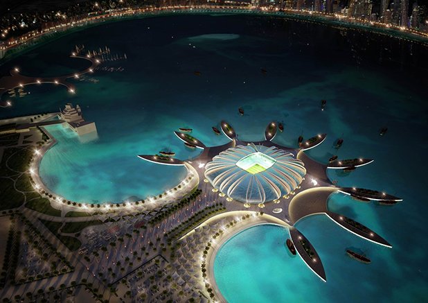 Това е проект за стадион, който да бъде построен на пристанището в Доха