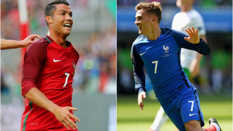 Португалия срещу Франция. Кристиано Роналдо срещу Антоан Гризман. Време е за финал...