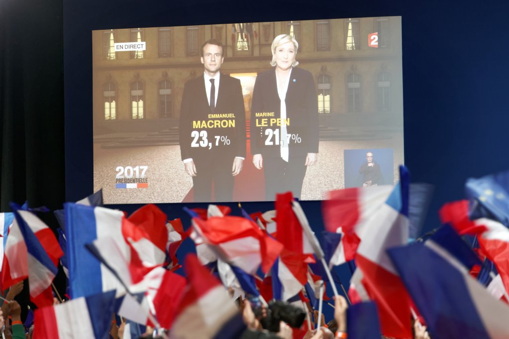 Presidential Candidate Emmanuel Macron Hosts A Meeting At Parc Des Expositions In Paris