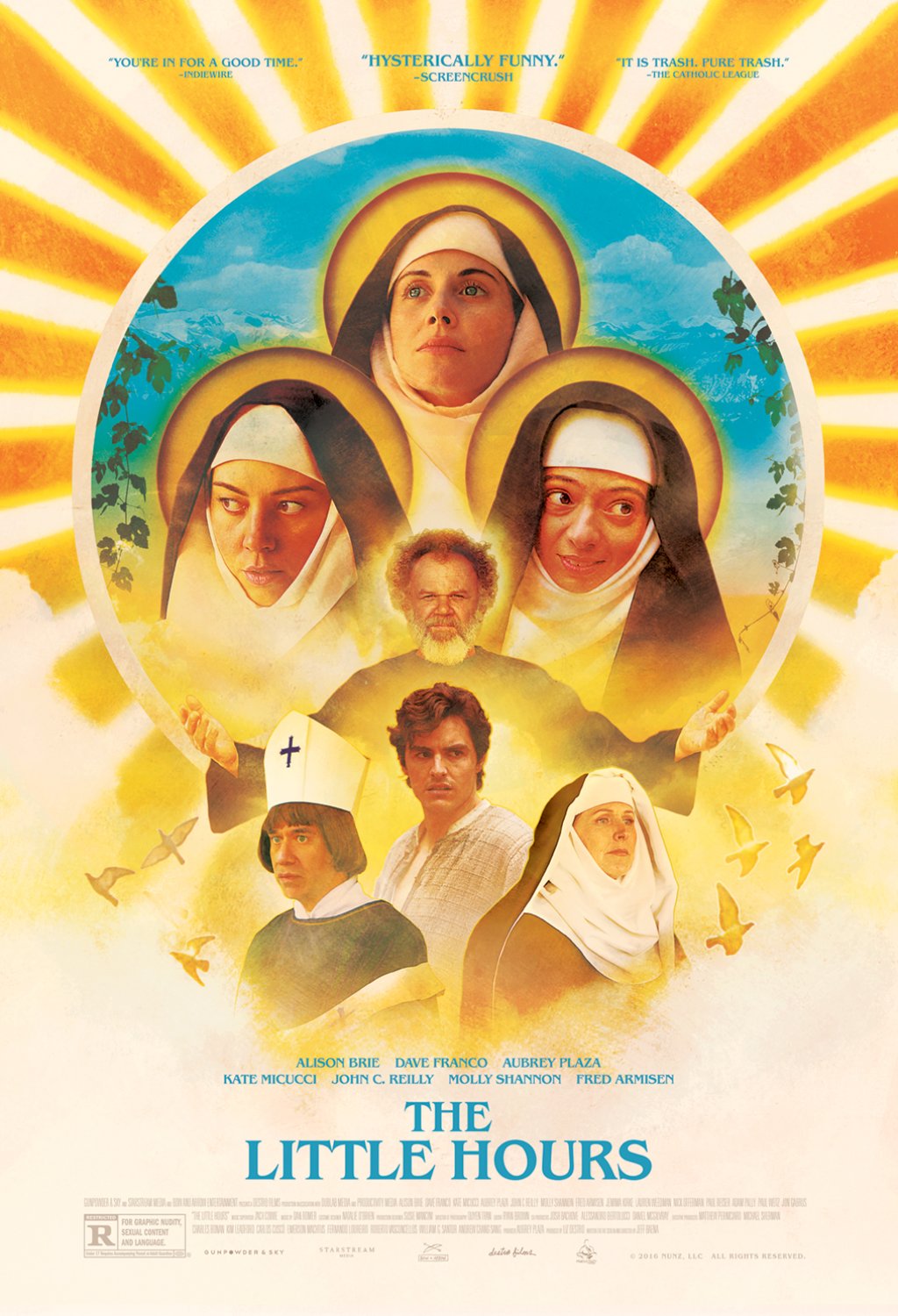 \"The Little Hours\" 
Дата: 30 юни 
Тази комедия за лоши монахини през средновековието има доста висок рейтинг в сайта Rotten Tomatos, което е доста трудно. Освен това, доста от определиха филма като наистина смешен, което е още по-трудно.