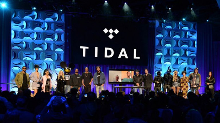 Представянето на Tidal преди месец - с участието на акционерите Ъшър, Ники Минаж, Мадона, Deadmau5, Кание Уест, Джейсън Олдийн, Джак Уайт, Daft Punk, Бионсе, Уин Бътлър от Arcade Fire и още и още звезди...