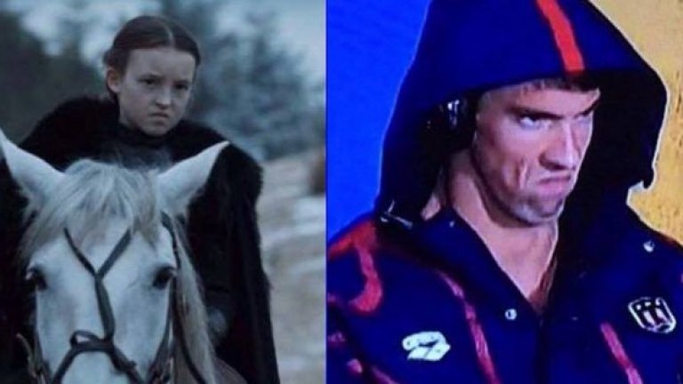 Кой би победител в състезание на лошите погледи? Лиана Мормонт от Game of Thrones или Майкъл Фелпс?