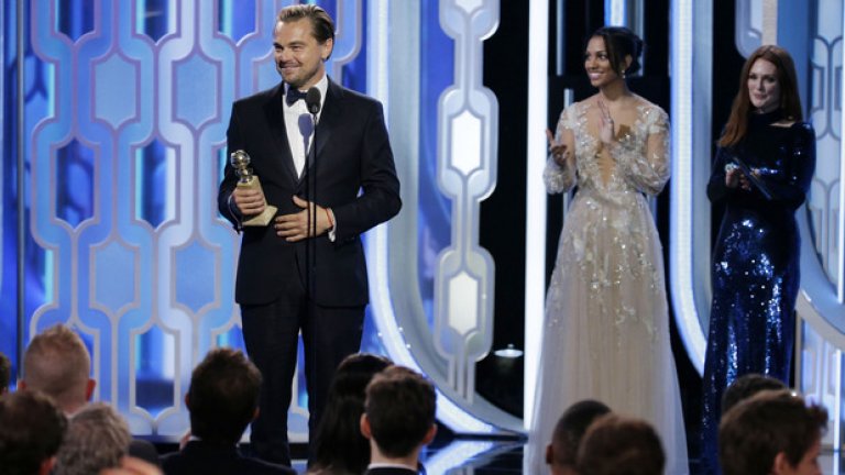 Леонардо ди Каприо получава наградата си за най-добър актьор