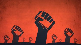 Hand smartphone digital revolution protests