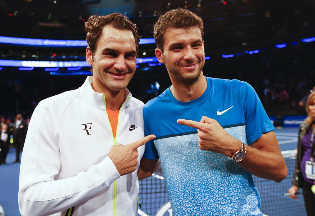 григор димитров, роджър федерер, демонстративен мач, ню йорк