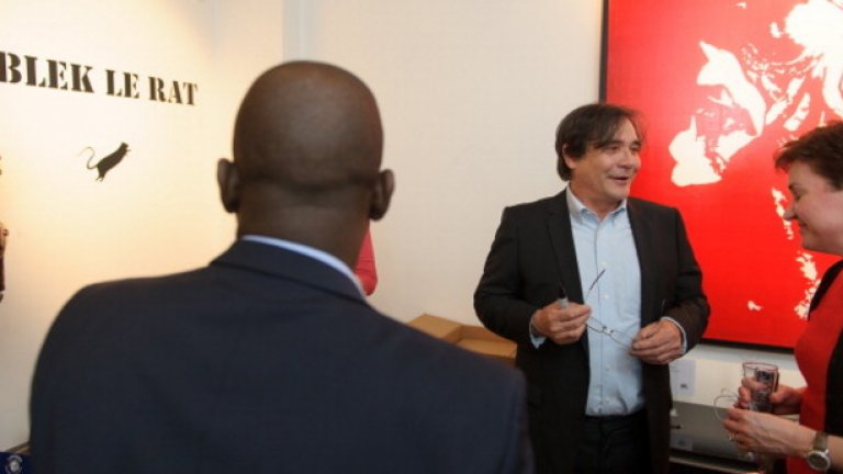 Blek Le Rat по време на откриване на изложба