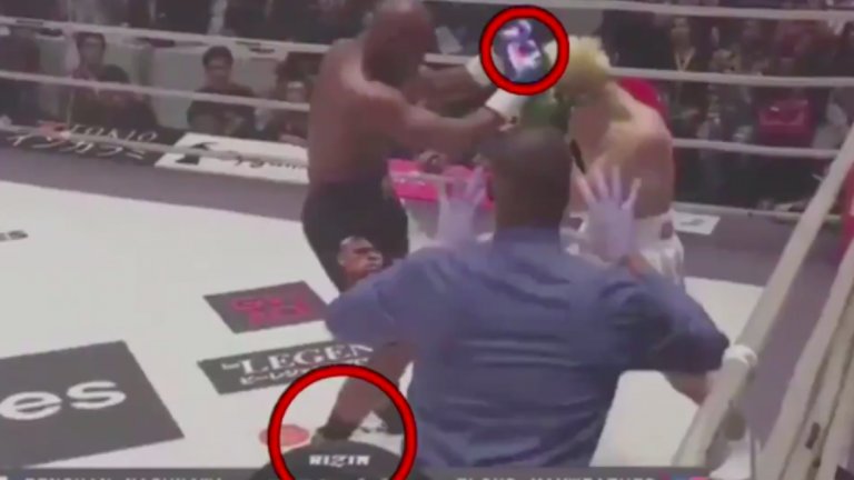 Флойд събира краката си и опира и двете си ръкавици в главата на Теншин. В това положение Мейуедър е практически беззащитен: главата и тялото му са отворени и от двете страни и дори лек удар поне ще го извади от равновесие.