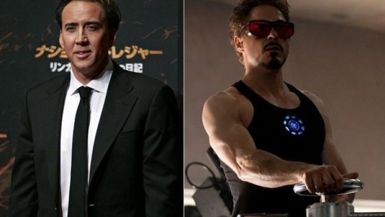 Никълъс Кейдж в "Железният човек" ("Iron Man")
Още през 1997-ма година, Кейдж проявява интерес към главната роля на комиксовия герой. Слава Богу, реализацията на филма се забавя с цяло десетилетие, което дава шанс на много по-подходящия Робърт Дауни Джуниър да изиграе ролята