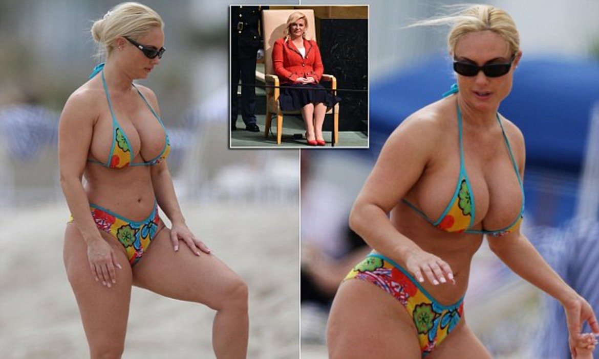 Още в началото на мандата й португалски жълт сайт публикува пикантни снимки на хърватския президент на плажа. Оказа се обаче, че това е Коко Остин - американска актриса, танцьорка, модел и жена на рапъра Айс-Ти.