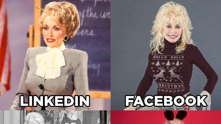 Моят LinkedIn, моят Facebook...В началото на годината, което ни се струва сякаш преди цяла вечност, Доли Партън споделя четири свои снимки, сякаш са от четири нейни профила в социалните мрежи. Кадърът, който уж е от LinkedIn, е с официално облекло, този от Facebook е закачлив. Instagram снимката е артистична и „инфлуенсърска“, а тази от Tinder – палава и еротична. 
Следват десетки звезди и още повече мемета, в които акцентът е един и същи – колко различни изглеждаме в отделните ни профили из социалните платформи. И как май понякога се престараваме и се стига до абсурди като LinkedIn с дизайнерски костюм, но пък Tinder по едно голо… желание.