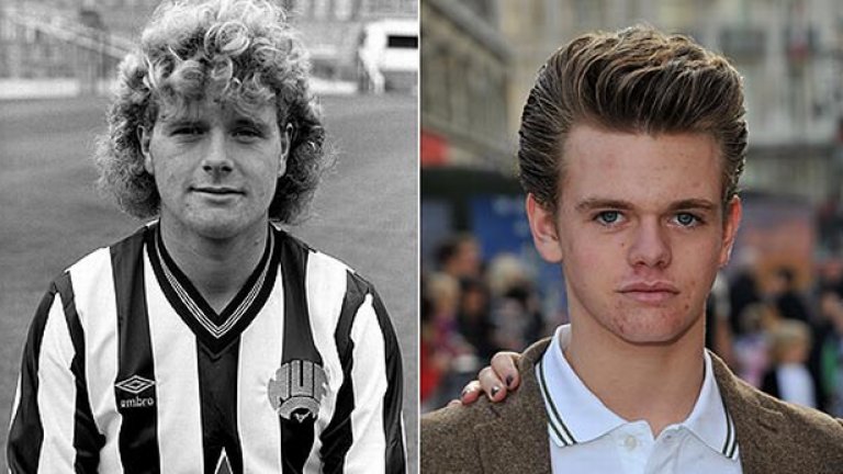 Вдясно: Регън Гаскойн; вляво: баща му като тийнейджър с екипа на Нюкасъл