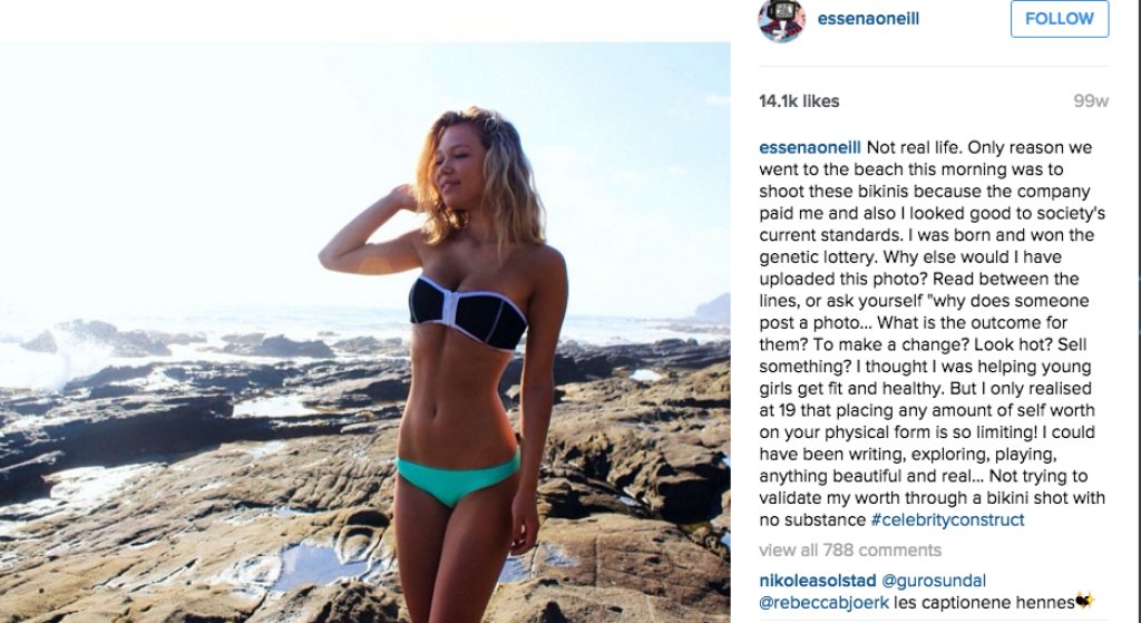 
14. Есена О\\\'нийл
Иронично, но тази Instagram звезда стана още по-извесна, когато обяви, че напуска интернет пространството. Миналия ноември във видео тя обяви, че деактивира всичките си акаунти, защото „социалните мрежи не са истински.“ З