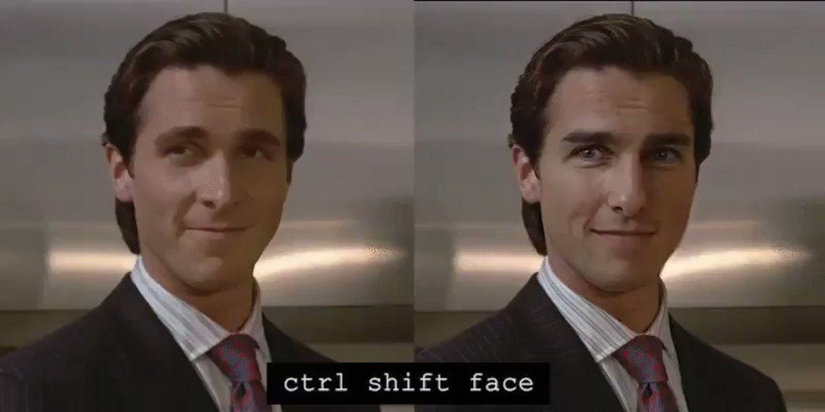 Ctrl Shift Face успешно ни помага да си представим как би изглеждал даден филм с друг актьор в главната роля - например как щеше да изглежда "Американски психар", ако  вместо Крисчън Бейл за главната роля бяха взели Том Круз...
