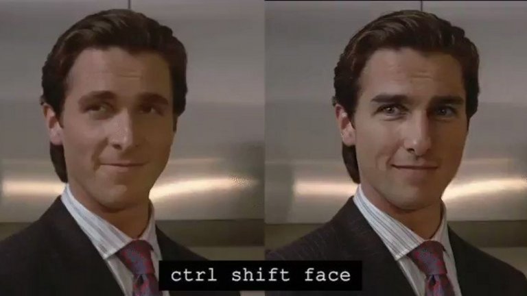 Ctrl Shift Face успешно ни помага да си представим как би изглеждал даден филм с друг актьор в главната роля - например как щеше да изглежда "Американски психар", ако  вместо Крисчън Бейл за главната роля бяха взели Том Круз...