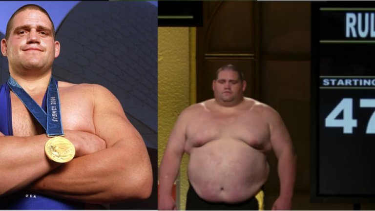 2. Рулон Гарднър
През 2000 г. американецът спечели олимпийска титла в борбата класически стил. В този спорт не е изненадващо да си тежък. През 2004 г. Гарднър тежеше 120 кг. След като спечели златото в Сидни и бронза на Игрите в Атина, американецът отново попадна под светлината на прожекторите. 
През 2011 г. той участваше в риалитито "The Biggest Loser", където участниците се конкурират да свалят най-много килограми. Тогава Гарднър тежеше 215 кг и успя да свали 78 кг за 16 седмици. После напусна шоуто по "лични причини".