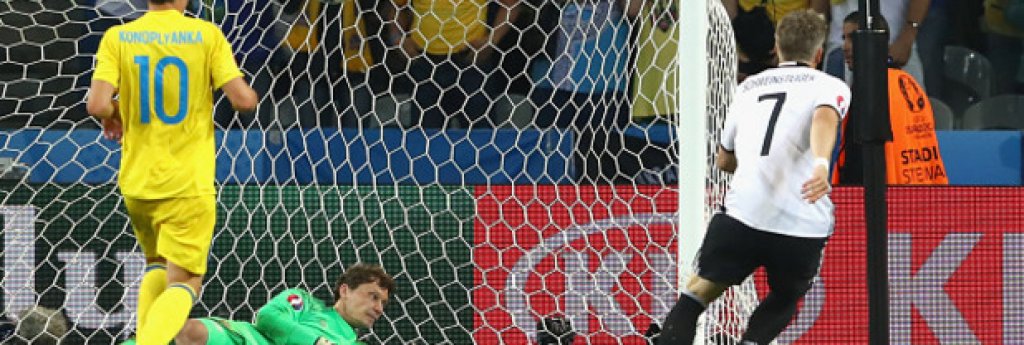 92. Бастиан Швайнщайгер за Германия при 2:0 над Украйна. 
