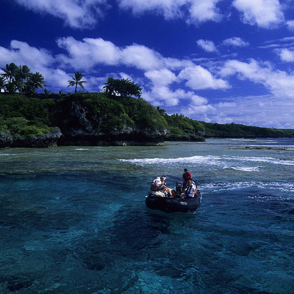 Niue Island,tourists In Zodiac