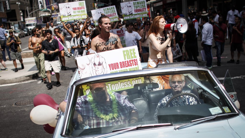 Topless March Held In New York City