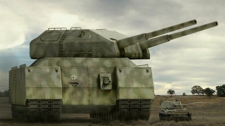 1. Panzer 1000 "Ratte"
 
Танковете са доказали своята ефективност по време на Втората световна война и Адолф Хитлер е искал да затвърди своите позиции със създаването на най-големия сред тях – Landkreuzer Panzer 1000. Самият Хитлер му слага прякора "Плъх" (Ratte). По план машината е щяла да тежи 1000 тона и да е дълга 35 метра. Танкът е трябвало да може да събира в себе си 40 войника, обградени от 360 мм броня.
Машината трябва да е 10 пъти по-голяма от всеки друг танк по това време. Множество проблеми обаче пречат "Ratte" да стане реалност – няма начин танкът да бъде транспортиран до всяка точка и няма пътища, които да издържат тежестта му. Освен това той няма да може да маневрира така, че да се измъкне от опасност – без значение колко противовъздушни оръдия има по себе си (по план е трябвало да има 8).