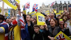 Протестиращите настояват за втори референдум за това дали Великобритания да напусне ЕС