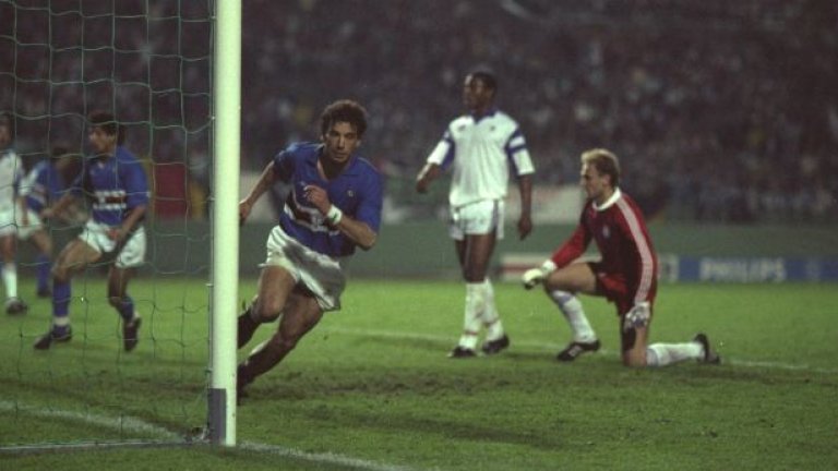 Сампдория, 1989-92 г.
Великото време на тима от Генуа, който стигна три европейски финала в четири сезона. През 1989-а Сампдория падна от Барса на финала, но година по-късно си върна на Андерлехт - 2:0 с два гола на Джанлука Виали (на снимката) в продълженията на мача.
Пред 1992-ра обаче Самп пак плака, вече в турнира на КЕШ, след като пак Барса го победи.